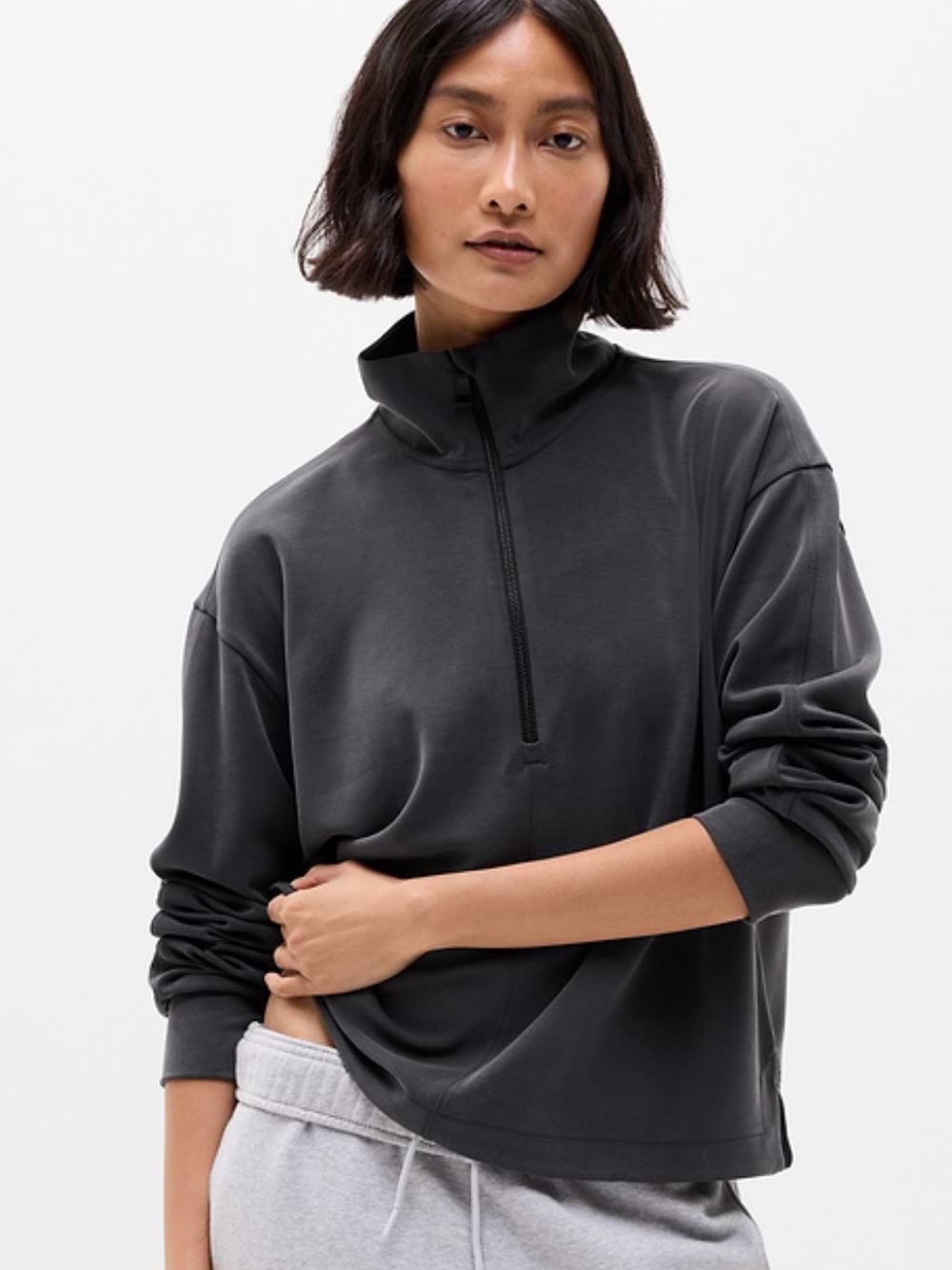 athleta seasoft classic 1/4 zip sweatshirt
